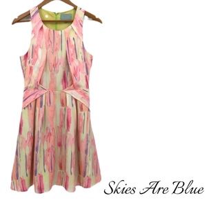 Skies Are Blue Bright Watercolor Dress Size Small